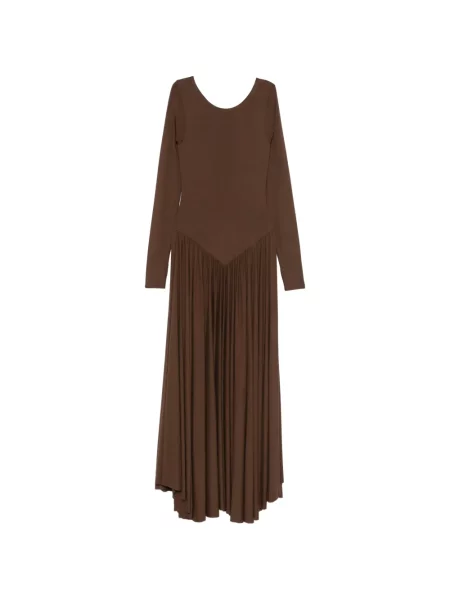 Rochie maxi Pnk plisată lungă de costum maro