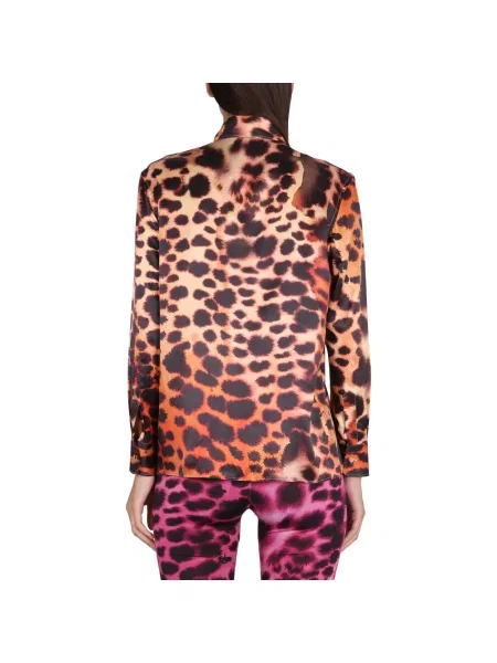 Lniana koszula Roberto Cavalli z nadrukiem
