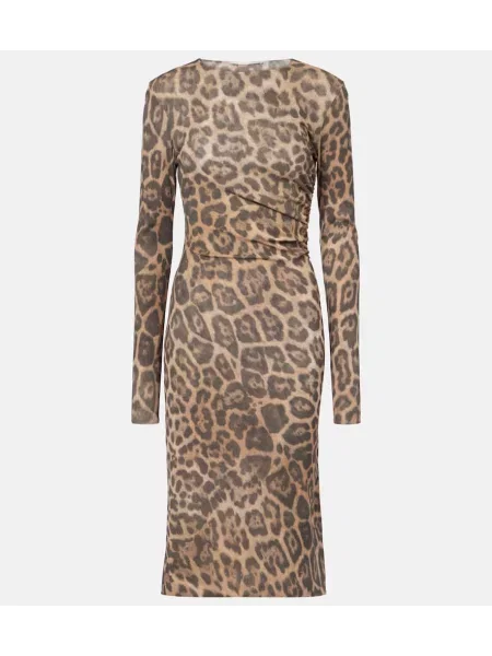 Midi obleka Stella Mccartney s potiskom z leopardjim vzorcem