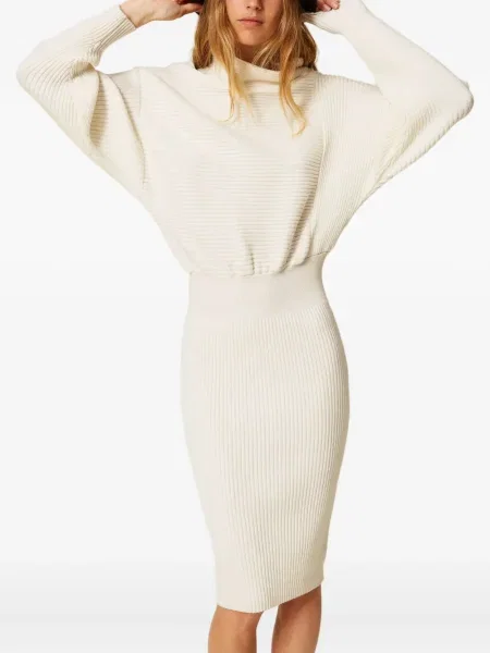 Rochie midi Twinset până la genunchi de costum alb