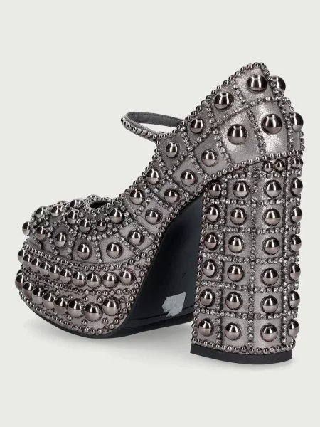 Koi Footwear czółenka na słupku Danbury Hand Studded Platform Boots Grey szare