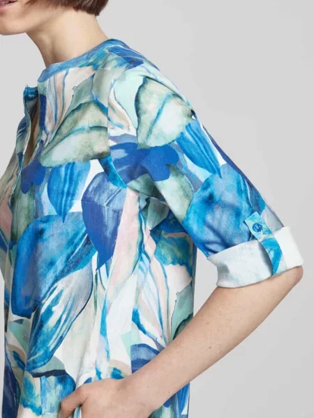 Sukienka tunikowa o kroju do kolan z rękawami o regulowanej długości Toni niebieska