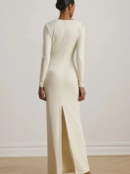 Lauren Ralph Lauren sukienka maxi dopasowana beżowy