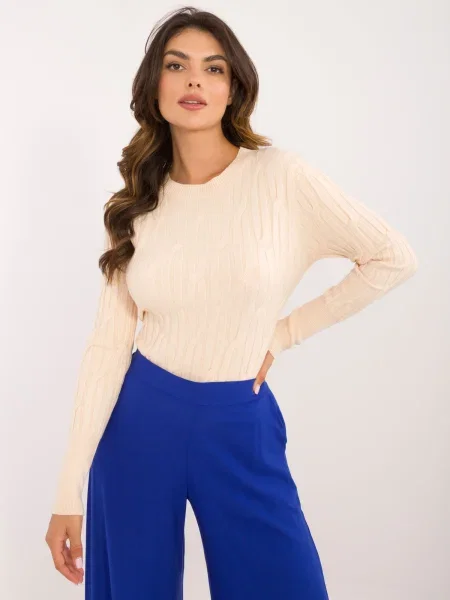 Pulover Fashionhunters clasic bej