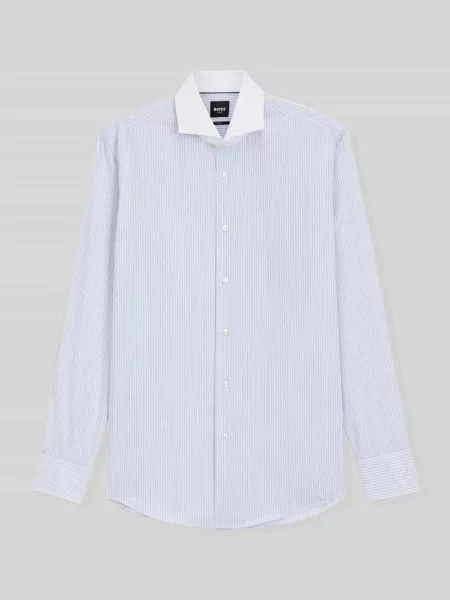 Koszula biznesowa o kroju slim fit z czystej bawełny model Boss błękitna