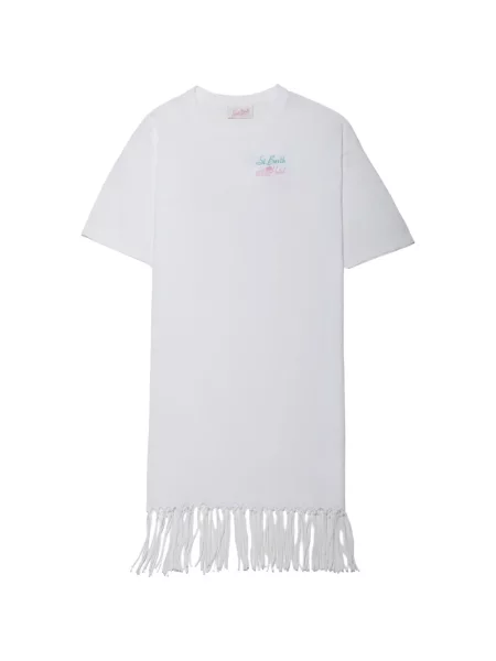 Rochie mini Mc2 Saint Barth cu franjuri alb