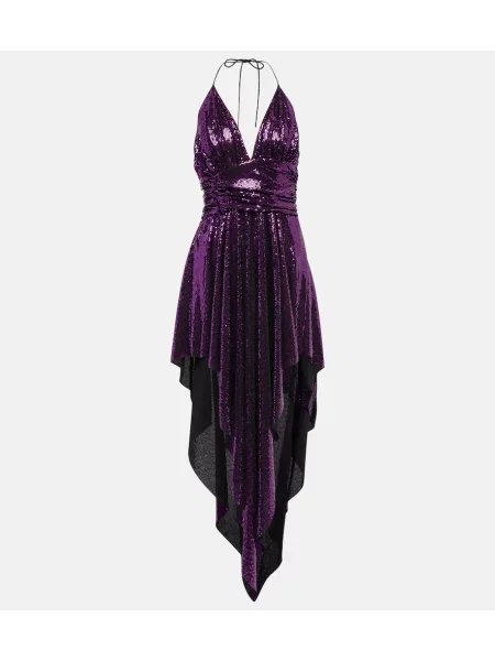 Sukienka midi Alexandre Vauthier asymetryczna do kolan garniturowa fioletowa