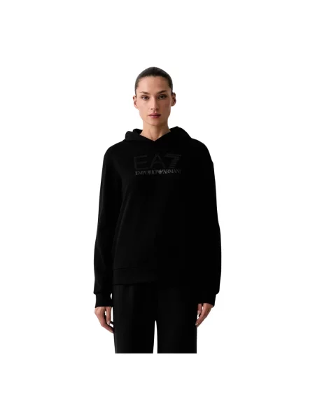Bluza z kapturem Ea7 Emporio Armani z kapturem z logo czarna