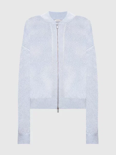 Ажурний кардиган з паєтками Peserico блакитний