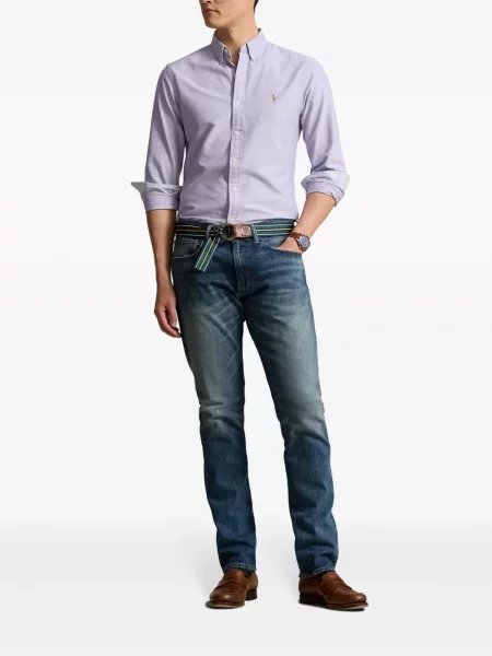 Prugasta polo majica Polo Ralph Lauren s printom od kašmira plava