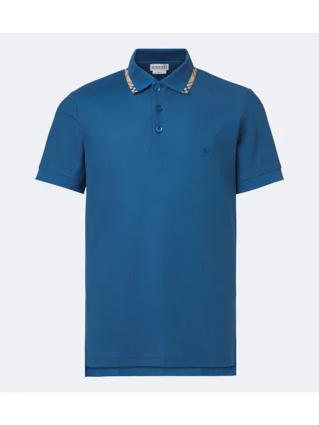 Tricou polo Burberry în carouri albastru