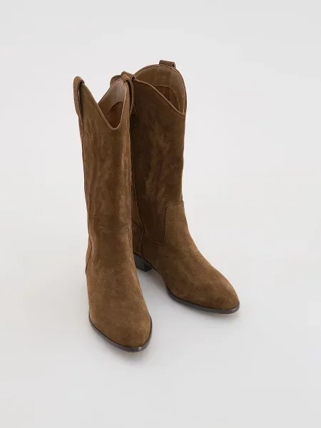 Замшевые ботфорты Reserved коричневые