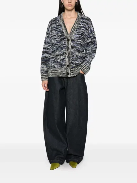Pleteni kardigan Missoni s V-izrezom plava