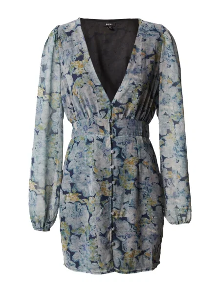 Nasty Gal Rochie tip bluză bleumarin / galben curry verde deschis gri