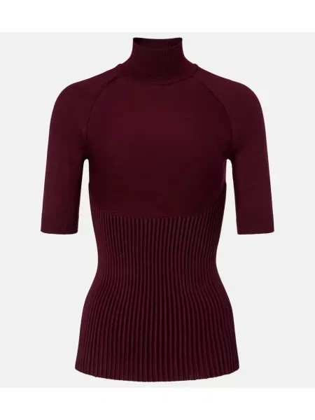 Top Alaïa de lână bordo