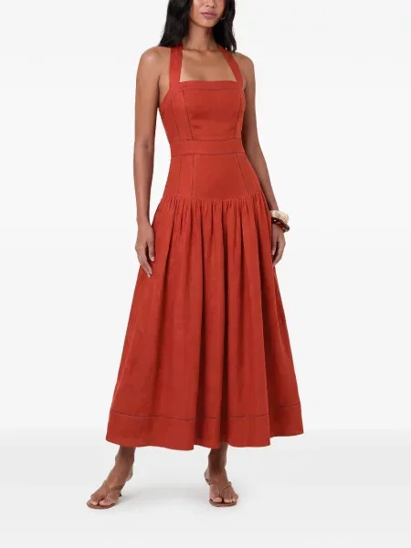 Rochie maxi Nicholas cu gât halter roșu
