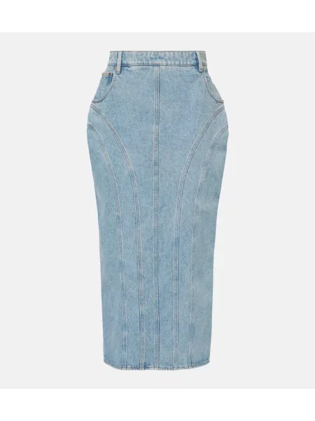 Fustă din denim Nina Ricci până la genunchi albastru