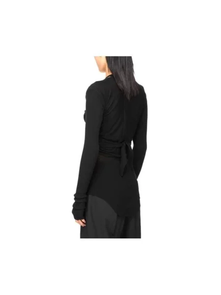 Top Rick Owens wełniany kopertowy o skróconej długości czarny