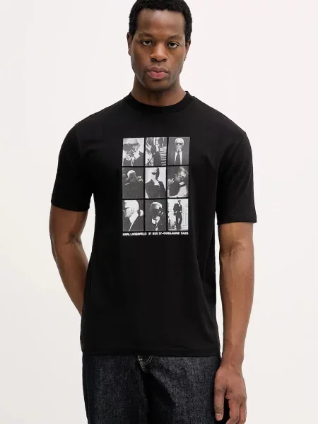 Karl Lagerfeld tricou din cu imprimeu negru