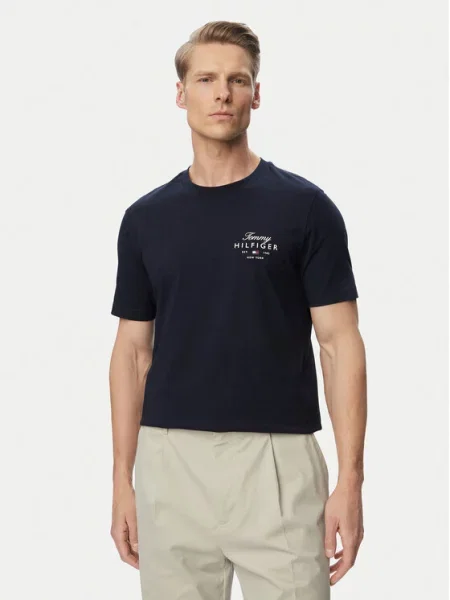 TOMMY HILFIGER Tricou bleumarin alb