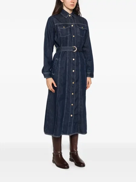 Cu centură rochie din denim Gant albastru