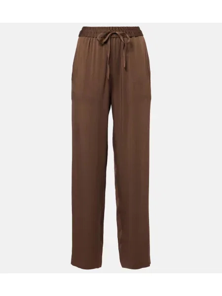 Satynowe spodnie dresowe Isabel Marant brązowe