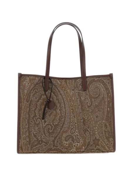 Geantă Etro cu model paisley din jacard maro
