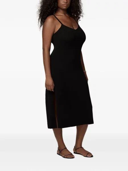 Rochie midi Another Tomorrow din cașmir cu bretele negru