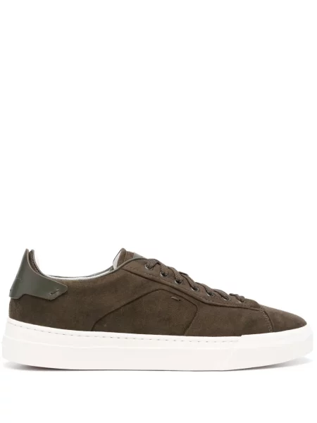 Sneakerși Santoni din piele de căprioară verde