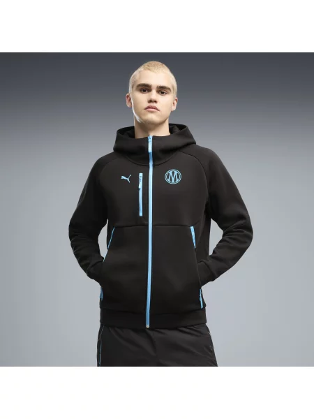 Rozpinana bluza z kapturem Olympique de Marseille PUMATECH Odzież S czarny