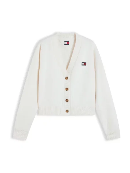 Tommy Jeans Geacă tricotată bleumarin / roșu cireș / murdar alb