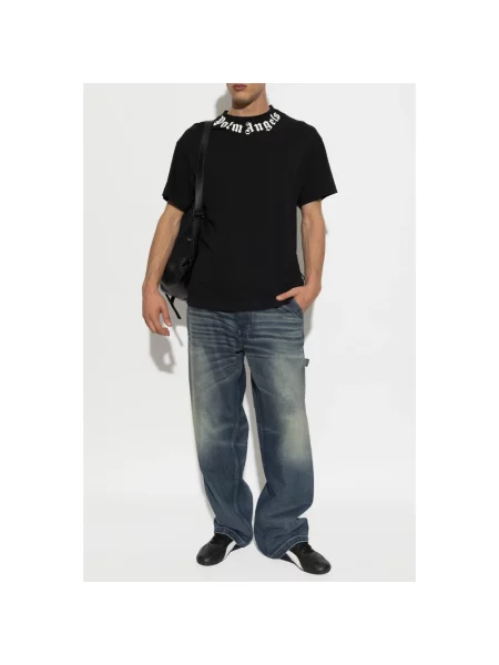 T-shirt Palm Angels Neck Logo Regular Tee Black/ Off White S czarna
