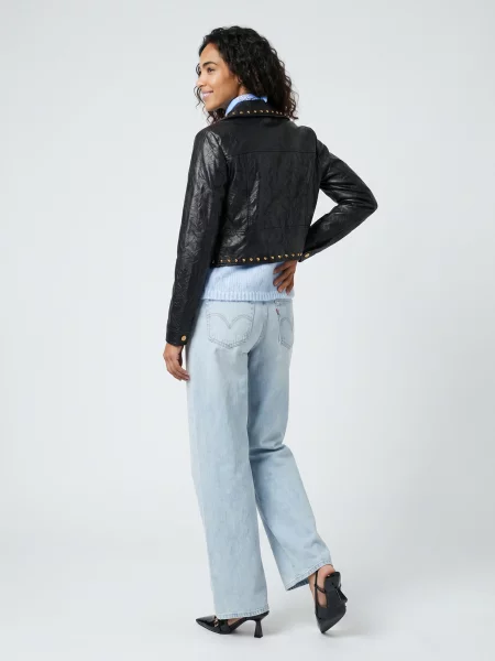 Geanta de piele Michael Michael Kors cu tepi negru