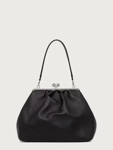 Weekend Max Mara geantă shopper pentru femei din piele WKABAMBOLA negru