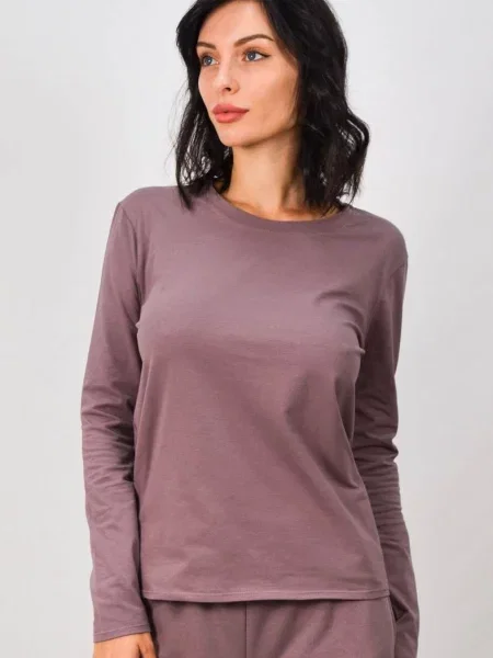 Женский трикотажный лонгслив рожевий