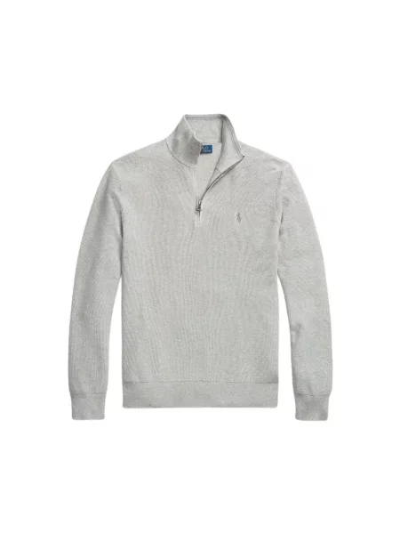 Sweter z dzianiny z wyhaftowanym logo Ralph Lauren szary
