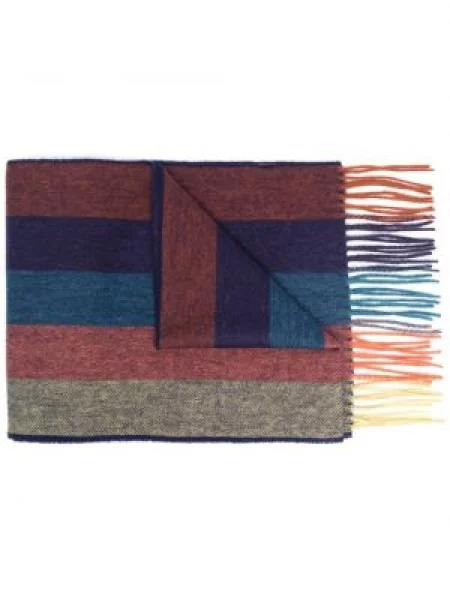 Ριγέ πλεκτός κασκόλ Paul Smith μπλε
