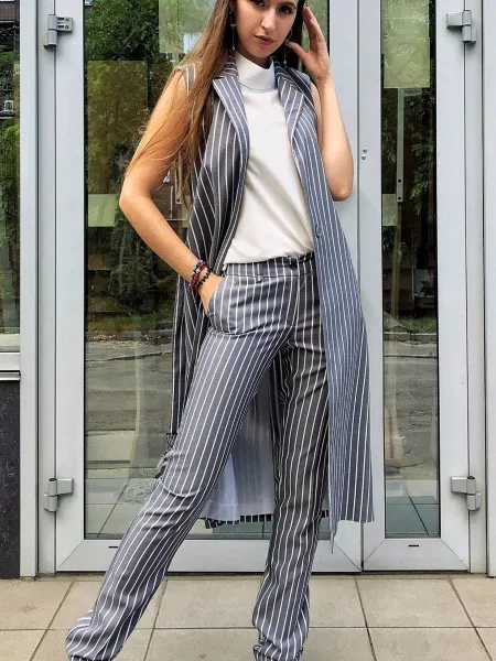 Штани повсякденні LadyLike бавовна/поліестер сірий