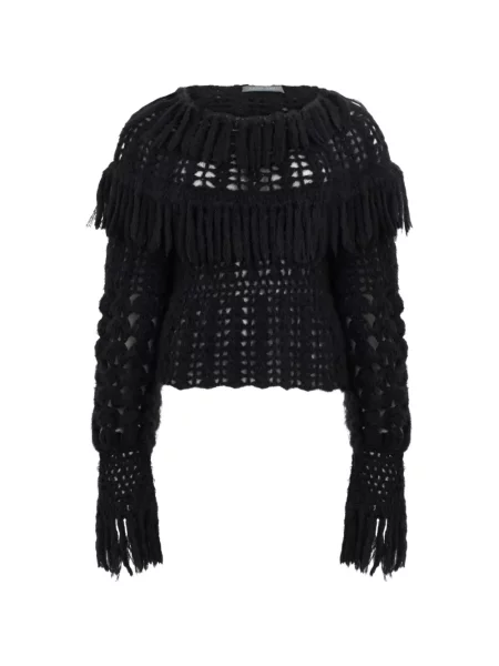 Pulover Alberta Ferretti cu franjuri negru