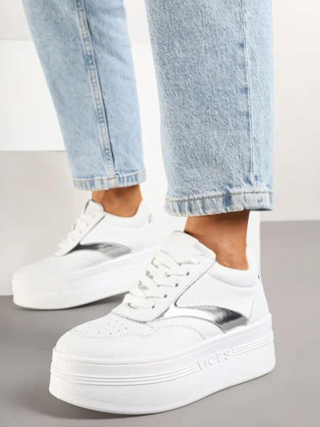 Sneakers Neliawen cu argintiu alb
