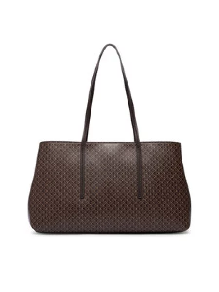 Calvin Klein Ročna torba Emblem Aop Medium Work Tote Temno rjava