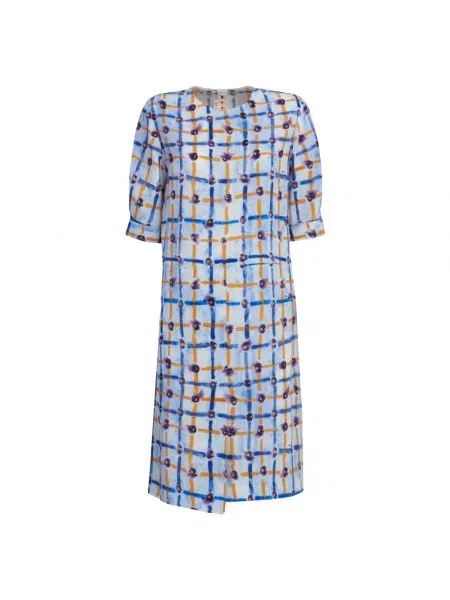 Wielobarwność sukienka Marni z nadrukiem z krepy niebieska