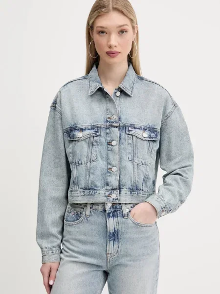 Tommy Jeans geacă jeans de tranzitie oversize albastru