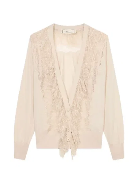 Cardigan Blumarine cu volane din dantelă