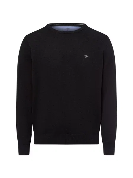 Sweter z dzianiny z wyhaftowanym logo model ‘Superfine’ Fynch-hatton brązowy