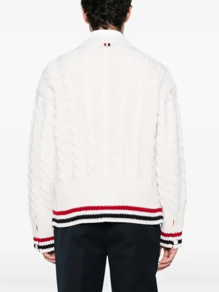 Cardigan Thom Browne de lână alb