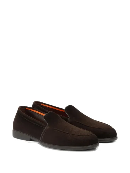 Pantofi loafer Santoni din piele de căprioară maro