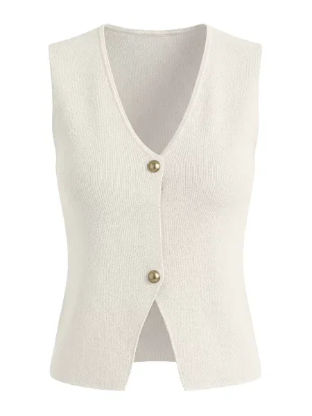Imily Bela Vestă tricotată alb
