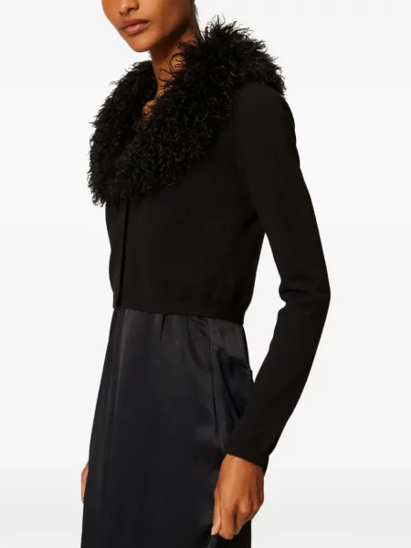 Blană artificială decupat cardigan Twinset negru