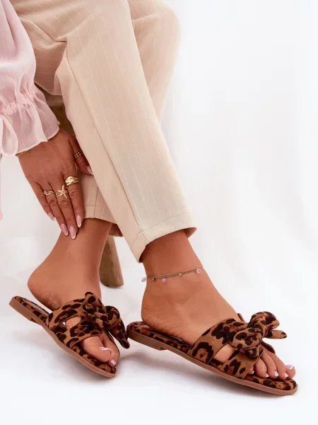 Copati Boto z lokom brez pet z leopardjim vzorcem rjava